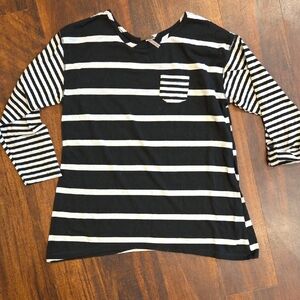 Striped Black and White Long Sleeve Shirt, Girls L